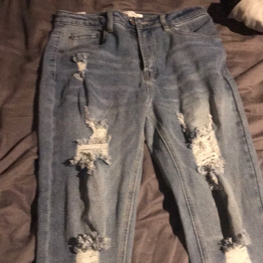 Skinny straight leg jeans with rips